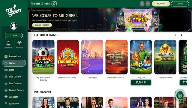 Mr Green casino screenshot